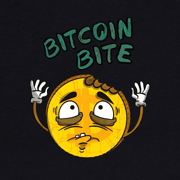 Bitcoin Bite Cryptocurrency Retro Cartoon Coin by Foxxy Merch
